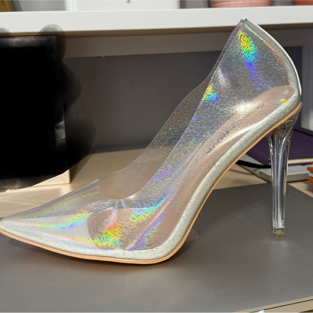Fashion Nova Iridescent Clear Heels